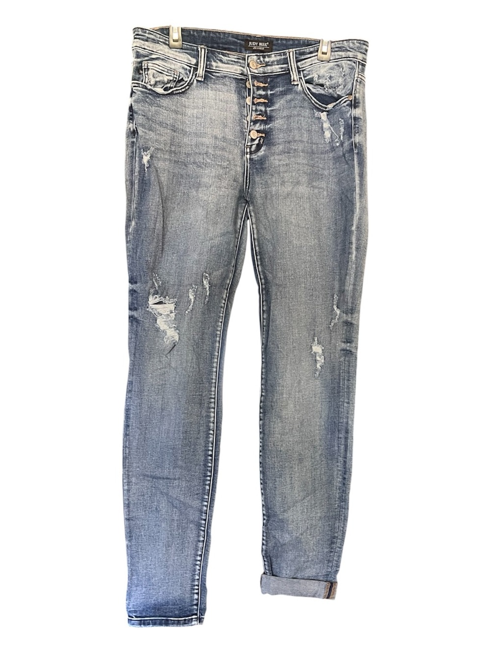 Judy Blue Women's Faded Light Blue Distressed Jeans